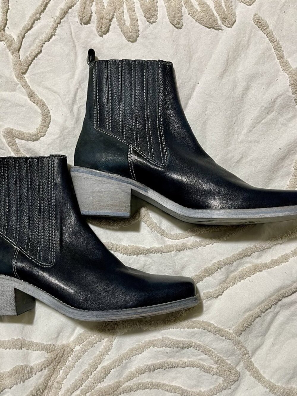 Free People Landry Leather Square Toe Western Boots 41